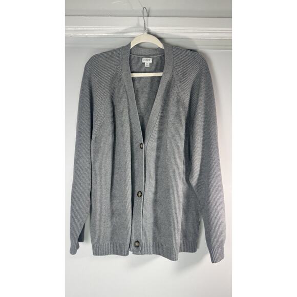 J.CREW Women’s Grey Cardigan Sweater 3X Cotton Knit Long sleeve Button front - Picture 1 of 9